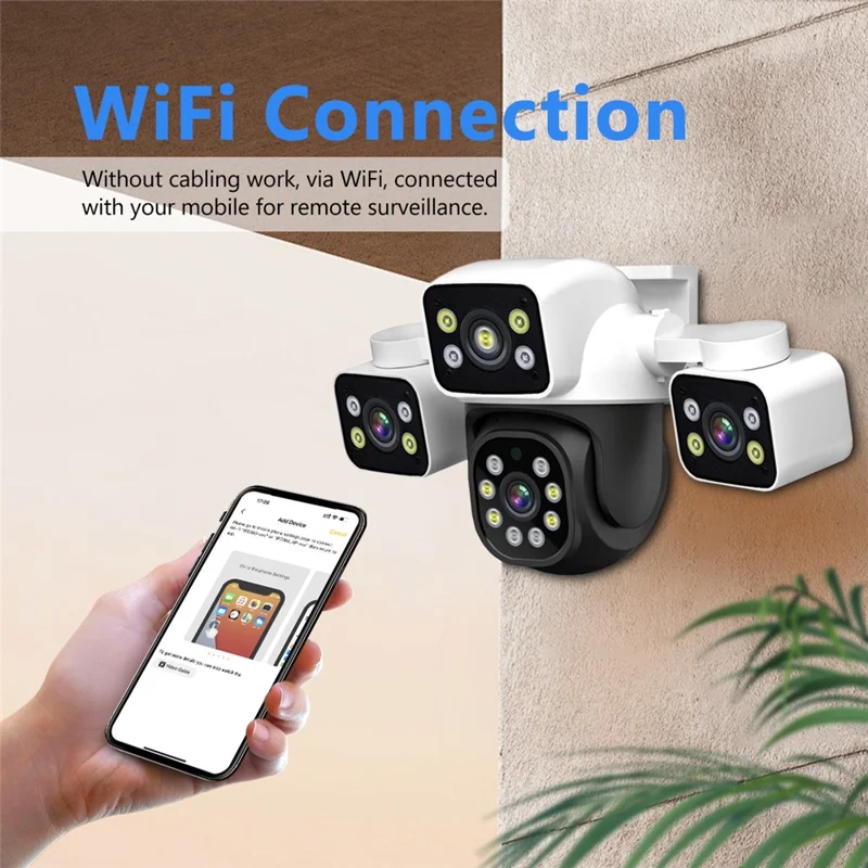 ESCAM PT223 Cámara de Seguridad Exterior con 3 x 4MP, WiFi, Detección de Movimiento y Audio Bidireccional - Enchufe UE