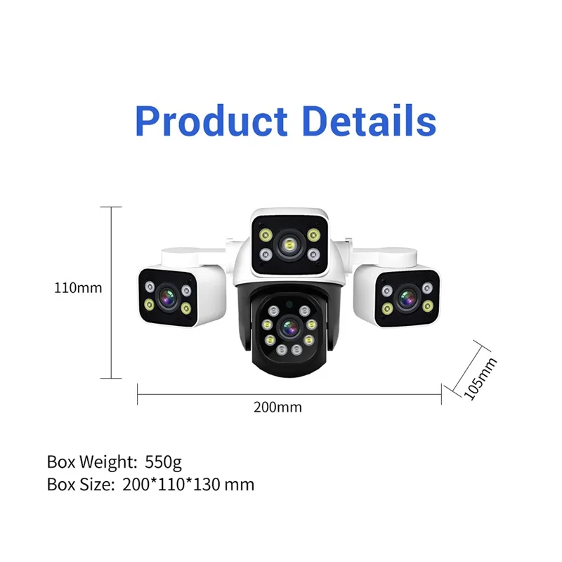ESCAM PT223 Cámara de Seguridad Exterior con 3 x 4MP, WiFi, Detección de Movimiento y Audio Bidireccional - Enchufe UE