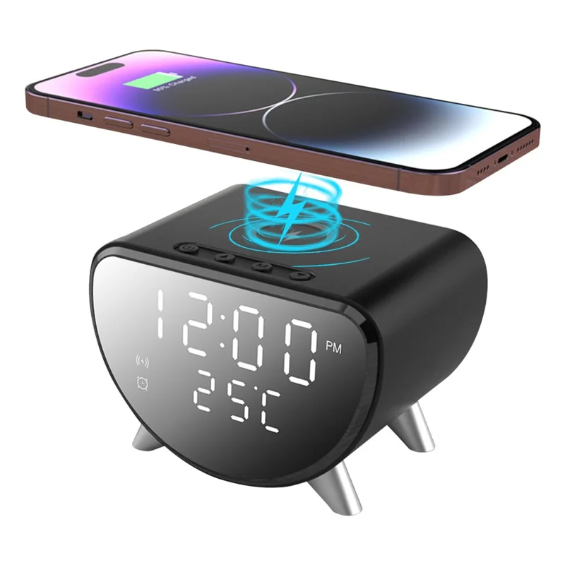 Chargeur de bureau intelligent 5 en 1 15W avec caméra cachée HD et caméra de sécurité WiFi sans fil - Noir