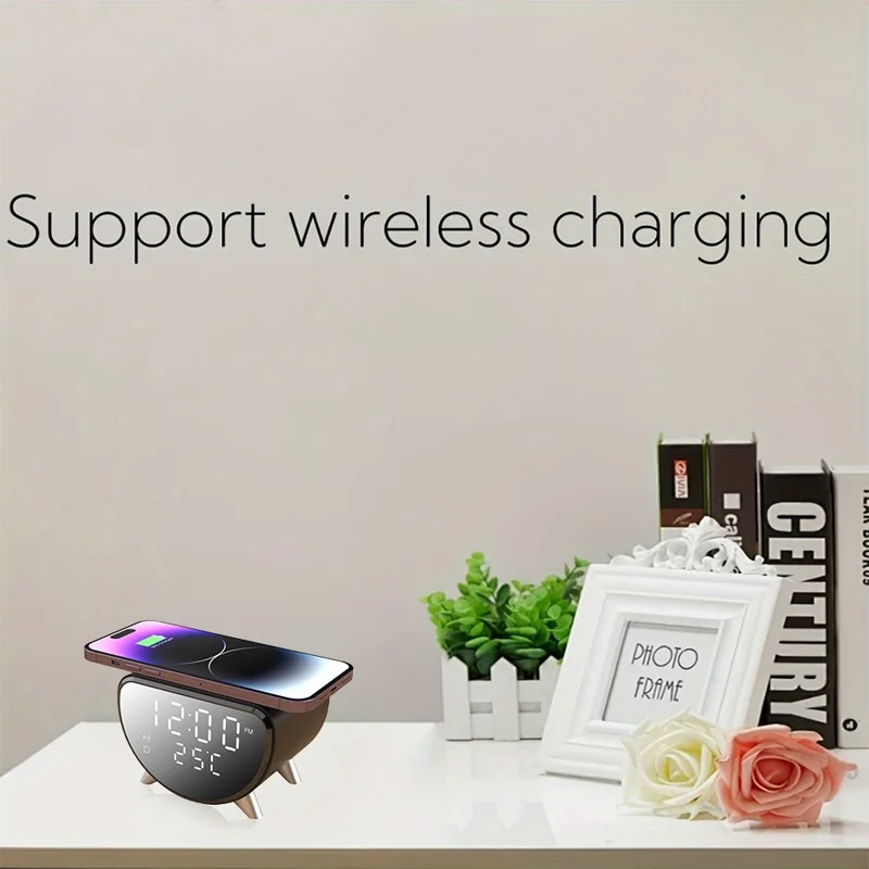 Chargeur de bureau intelligent 5 en 1 15W avec caméra cachée HD et caméra de sécurité WiFi sans fil - Noir