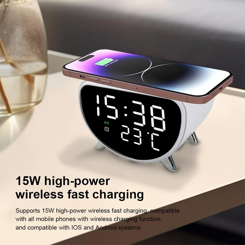 Chargeur de bureau intelligent 5 en 1 15W avec caméra cachée HD et caméra de sécurité WiFi sans fil - Noir