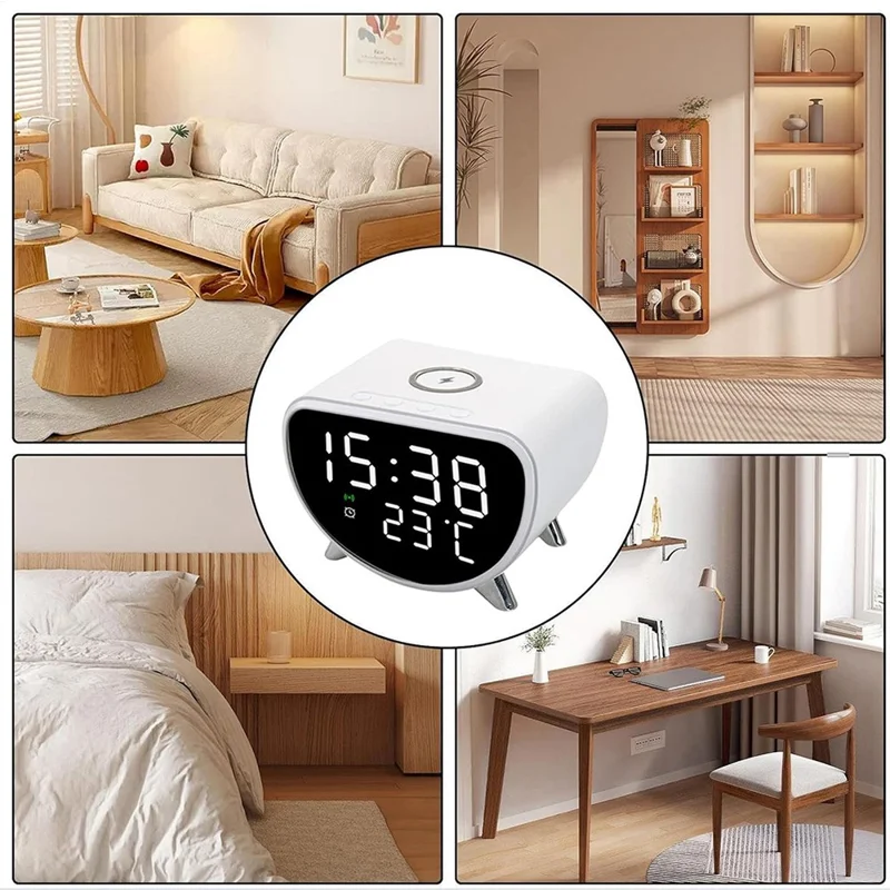 Chargeur de bureau intelligent 5 en 1 15W avec caméra cachée HD et caméra de sécurité WiFi sans fil - Noir