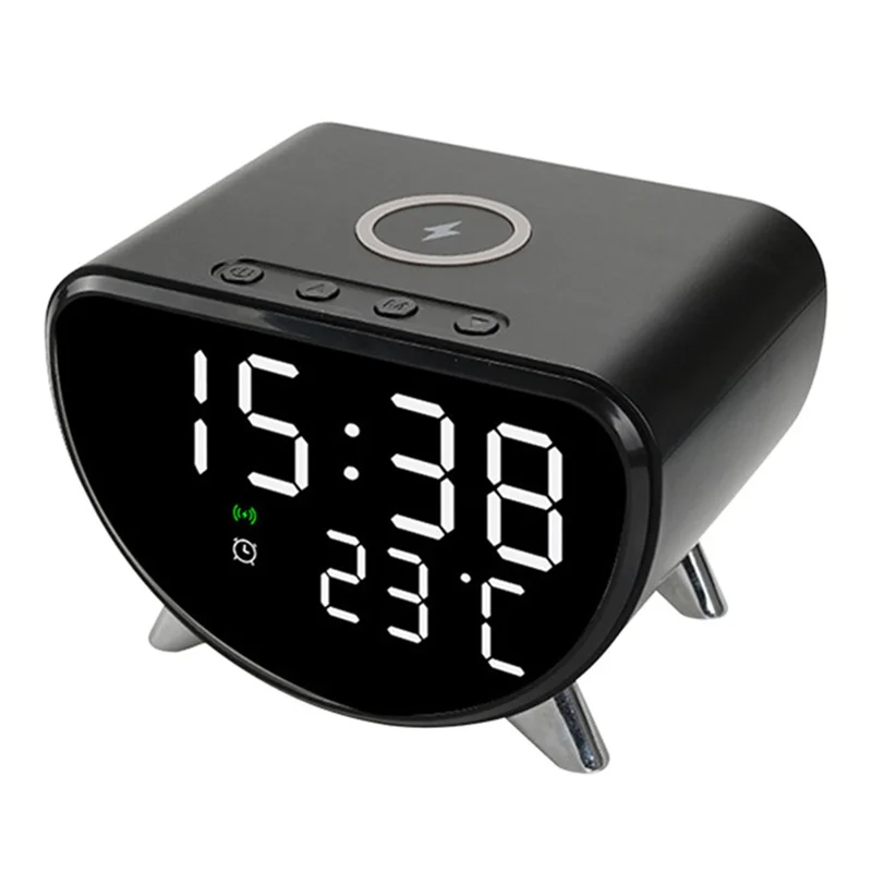 Chargeur de bureau intelligent 5 en 1 15W avec caméra cachée HD et caméra de sécurité WiFi sans fil - Noir