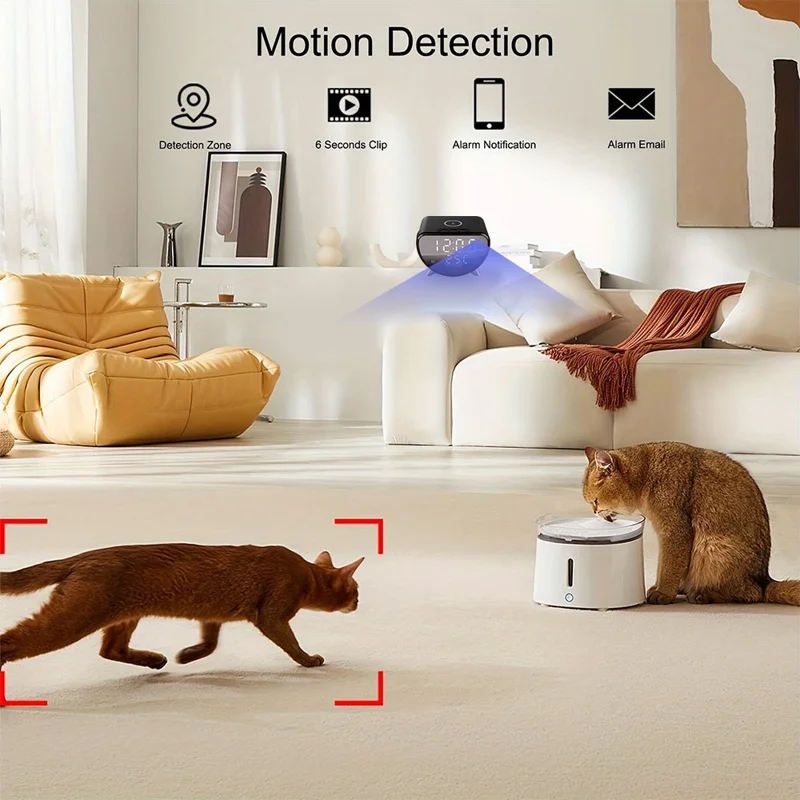Chargeur de bureau intelligent 5 en 1 15W avec caméra cachée HD et caméra de sécurité WiFi sans fil - Noir