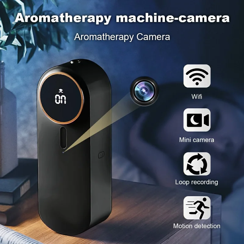 Diffusore di Profumi con Telecamera WiFi HD 1080P per Rilevamento Movimento, Sorveglianza Domestica/Ufficio