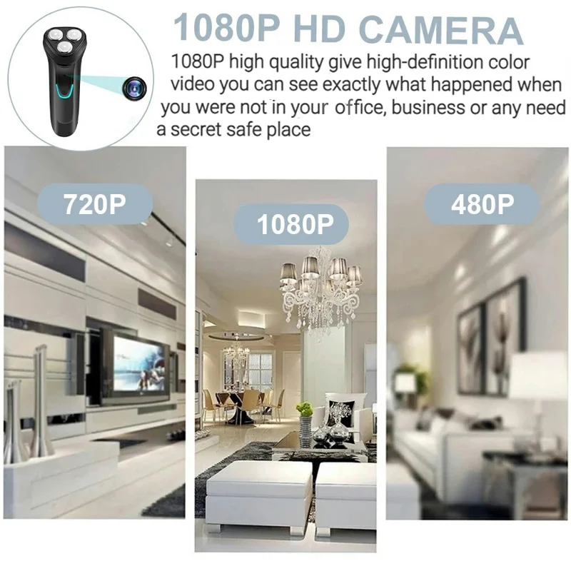 Rasoio Multifunzionale con Telecamera Spia per Sorveglianza Domestica Telecamera HD 1080P WiFi