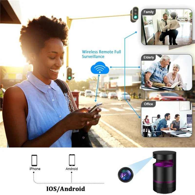 Lampada antizanzare multifunzionale con Telecamera WiFi e Rilevamento di Movimento HD 1080P per la Sicurezza Domestica