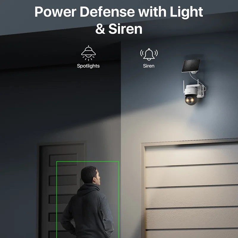 ZOSI C291 4MP 2,5K WiFi Caméra de Sécurité Solaire avec Détection Intelligente PIR, Vision Nocturne, Caméra Extérieure sans Fil PTZ, Sans Carte Mémoire