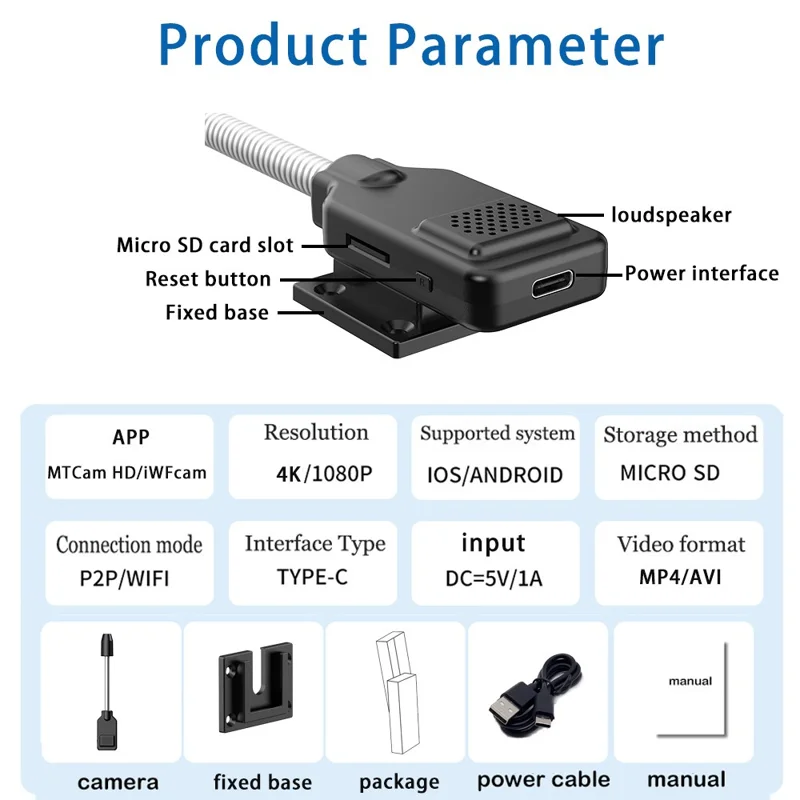 Telecamera di sicurezza domestica intelligente W7 per il monitoraggio di bambini e animali domestici 4K 1080P Visione notturna Audio bidirezionale WiFi Telecamera di sorveglianza