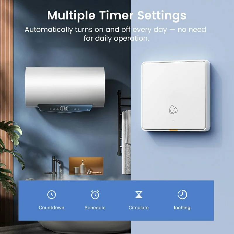 KG128 4000W WiFi Smart Timer Switch for Water Heater Power Monitor Work with Alexa Google Assistant, EU Plug - White