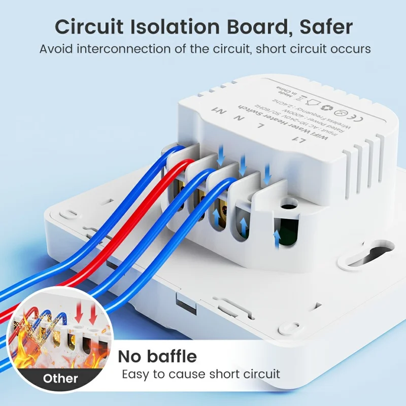 KG128 4000W WiFi Smart Timer Switch for Water Heater Power Monitor Work with Alexa Google Assistant, EU Plug - White