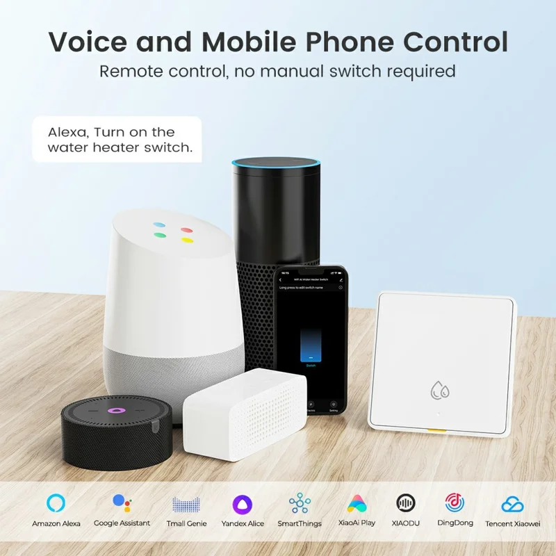 KG128 4000W WiFi Smart Timer Switch for Water Heater Power Monitor Work with Alexa Google Assistant, EU Plug - White