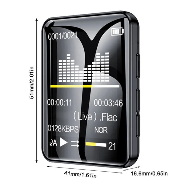 MROBO A7 Bluetooth-compatible Portable Music Player 2.0 Inch TFT Color Screen MP4 Player, 8GB Memory