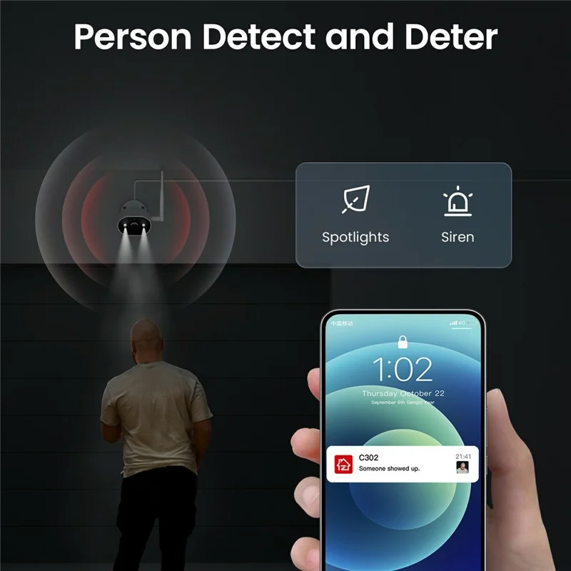 ZOSI 2K C302 WiFi 6 Security Camera System AI Human Detection Two Way Audio 4Pcs 3MP Camera 4K 8CH NVR with 1TB HDD - US Plug