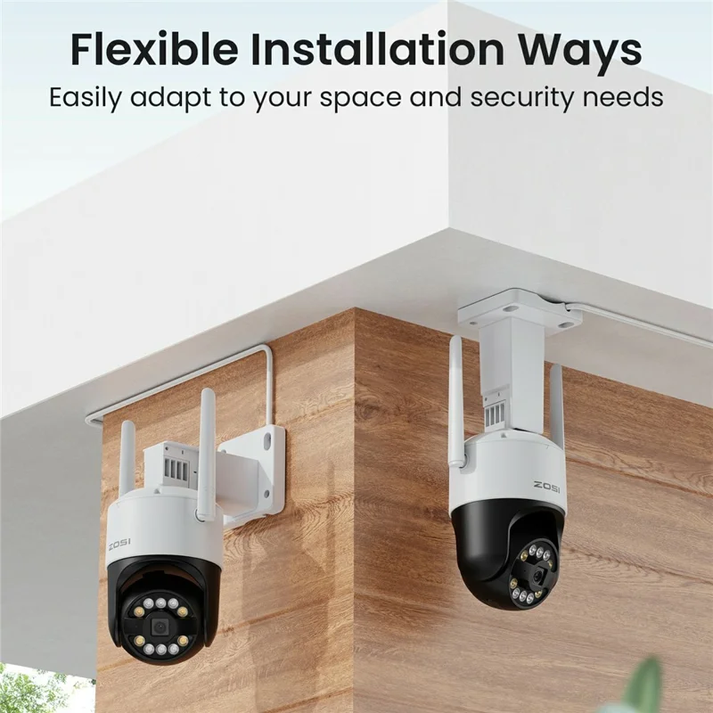 ZOSI C296 3K 5MP WiFi 6 Système de Caméras de Sécurité avec Détection Humaine et Véhicule - 4 Caméras Pivotantes, NVR 8CH 4K avec Disque Dur de 1 To - Prise US