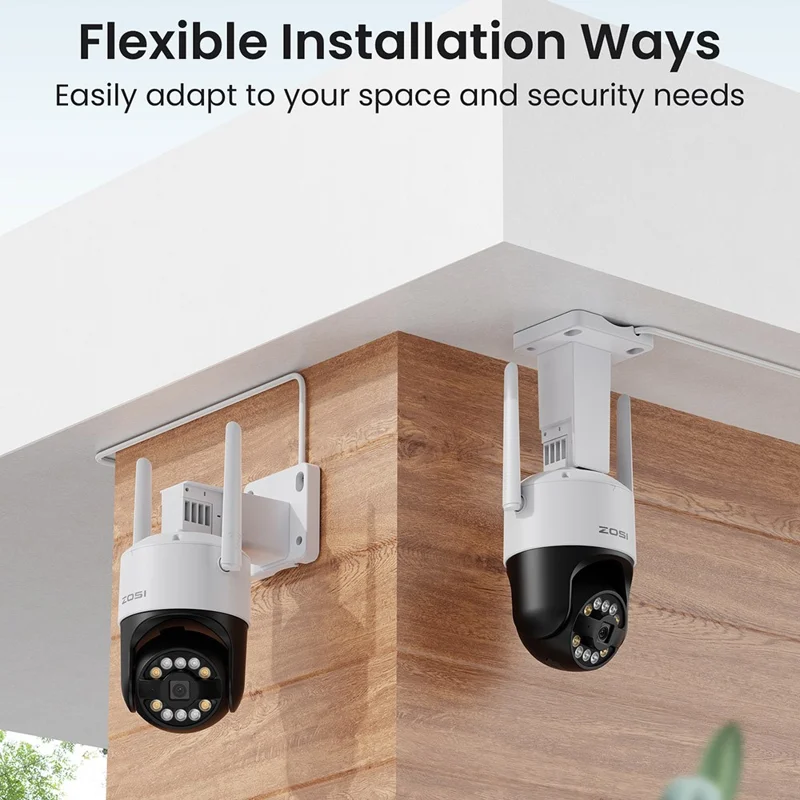 ZOSI C296 Système de caméras de sécurité domestiques 4K 8MP WiFi 6 avec enregistrement 24/7, 4 caméras orientables, NVR 8 canaux avec disque dur de 1 To - Prise US