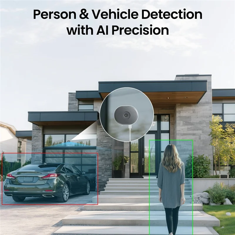 ZOSI C680 Câmera de Janela 2K Visão Noturna Colorida 3MP WiFi 2,4/5GHz Detecção de Pessoas e Veículos por IA Câmera de Segurança - Plug dos EUA