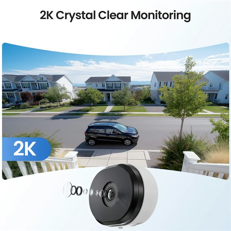 ZOSI C680 Câmera de Janela 2K Visão Noturna Colorida 3MP WiFi 2,4/5GHz Detecção de Pessoas e Veículos por IA Câmera de Segurança - Plug dos EUA