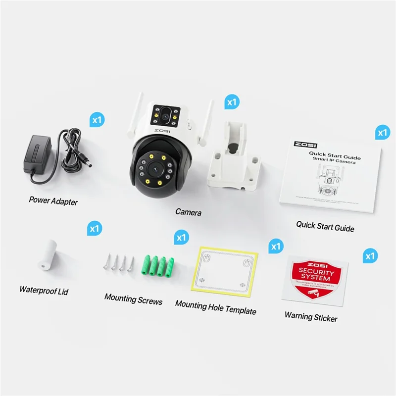 ZOSI C298 SE 4MP Dual Lens WiFi Camera AI Human  /  Vehicle Detection Two Way Audio Outdoor Security Cam - US Plug