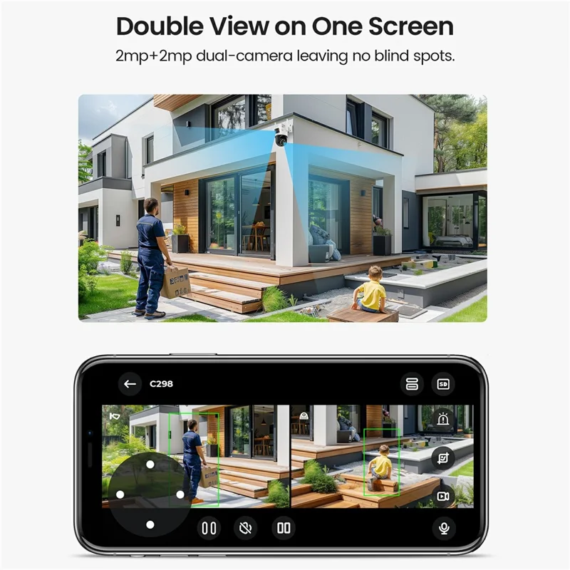 ZOSI C298 SE 4MP Dual Lens WiFi Camera AI Human  /  Vehicle Detection Two Way Audio Outdoor Security Cam - US Plug