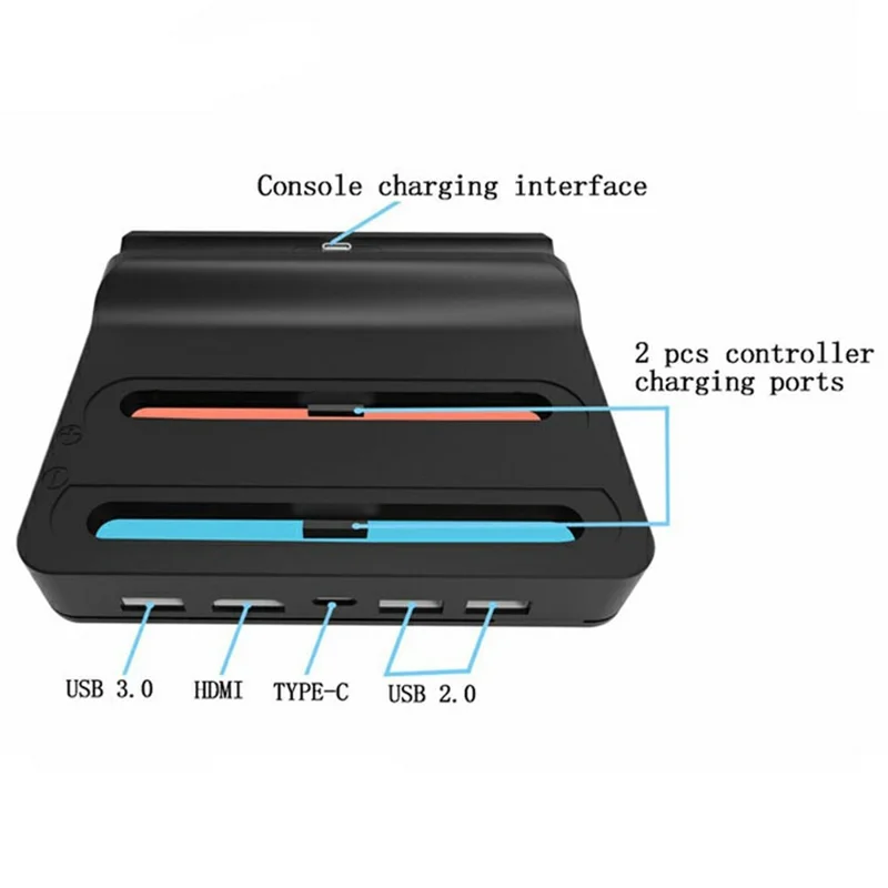 KJH KJH-NS2-027 For Nintendo Switch 2  /  Switch  /  Switch OLED Console Charging Dock Dual Joy-Con Charger with USB Expansion Ports