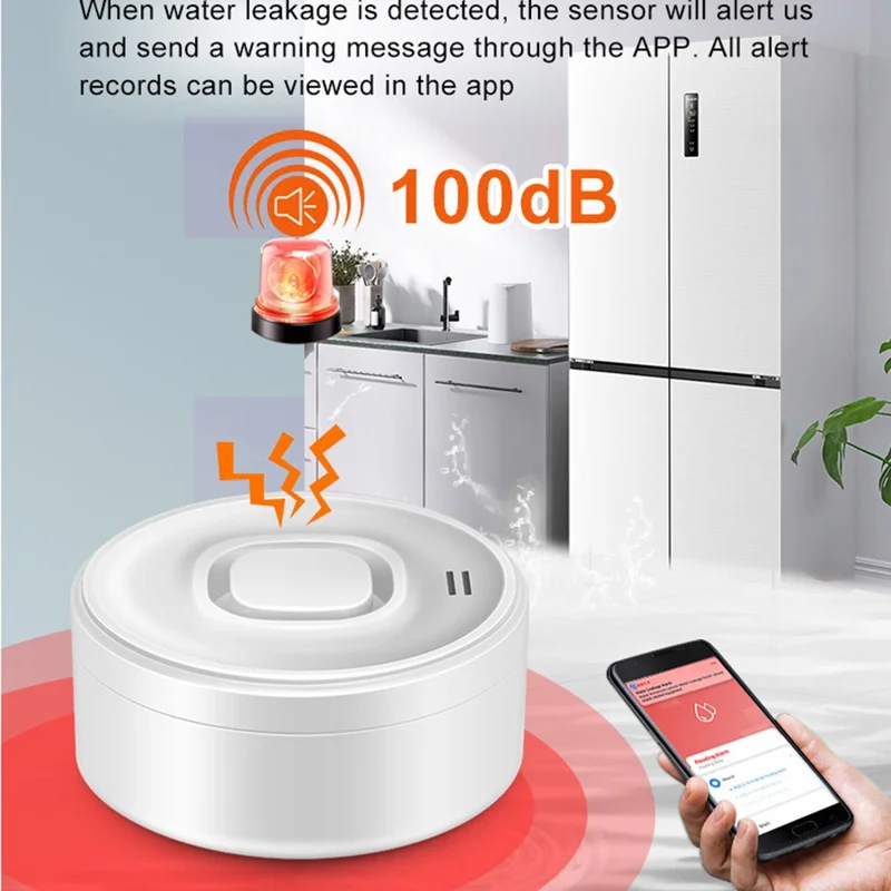 SQ400C001 100dB Alarm WLAN Smart Wasserleckerkennung kompatibel mit Amazon Alexa / Google Assistant