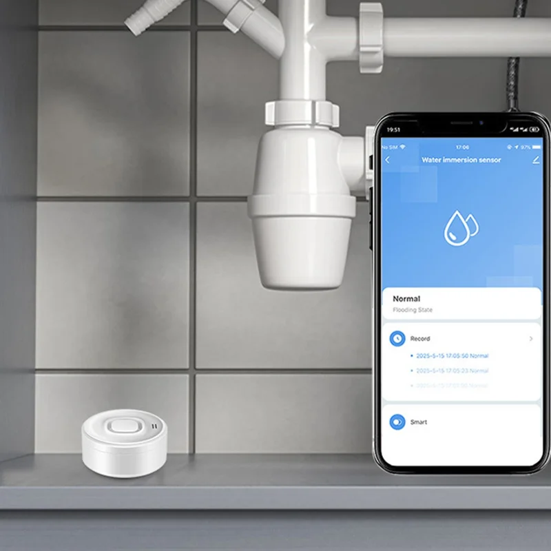 SQ400C001 100dB Alarm WLAN Smart Wasserleckerkennung kompatibel mit Amazon Alexa / Google Assistant