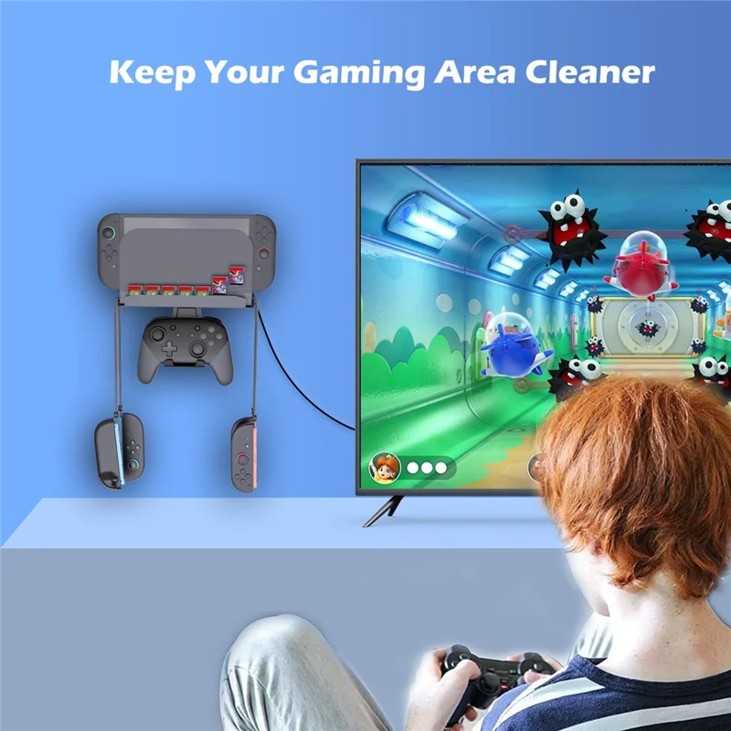 For Nintendo Switch / Switch 2 / Switch OLED Wall Mount Bracket Game Console Holder with Game Card Slots / Controller Hook