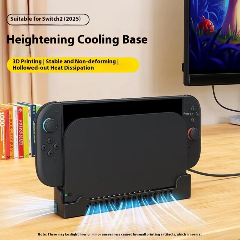 For Nintendo Switch 2 Gaming Console Cooling Stand Elevated Ventilation Dock Heat Dissipation Bracket - Black+Game Card Slot