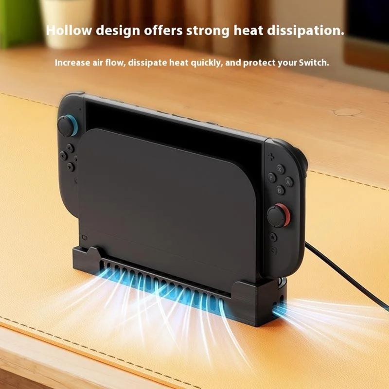 For Nintendo Switch 2 Gaming Console Cooling Stand Elevated Ventilation Dock Heat Dissipation Bracket - Black+Game Card Slot