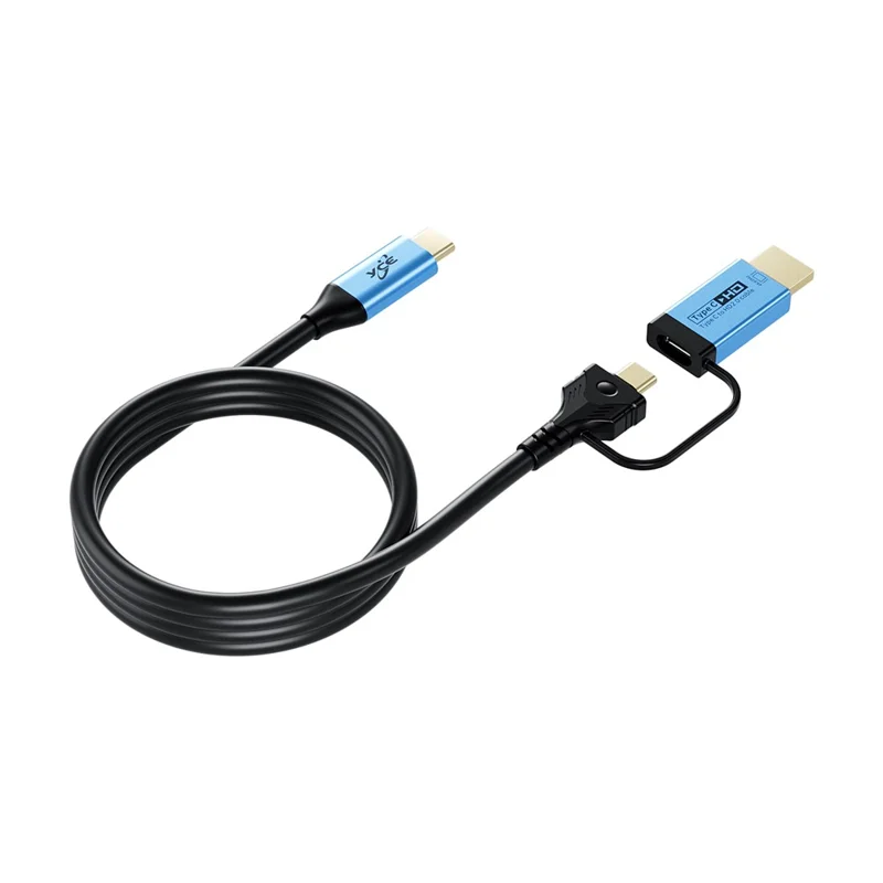 V292 4K 60Hz Type-C to Type-C + HD2.0 Adapter Cable 2 in 1 High Speed Data Transfer Video Converter