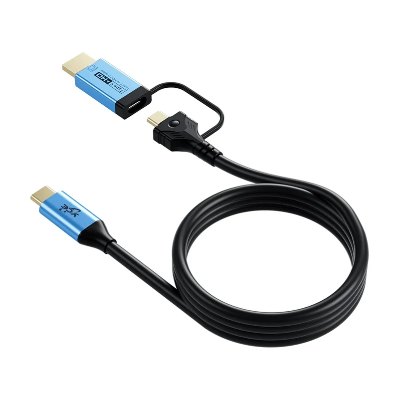 V292 4K 60Hz Type-C to Type-C + HD2.0 Adapter Cable 2 in 1 High Speed Data Transfer Video Converter