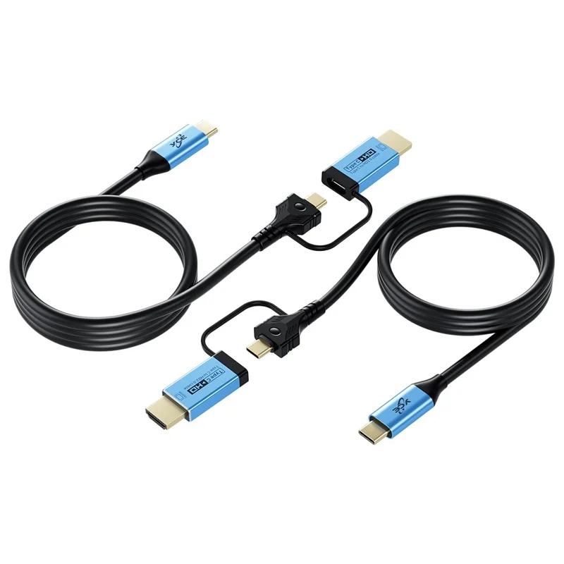 V292 4K 60Hz Type-C to Type-C + HD2.0 Adapter Cable 2 in 1 High Speed Data Transfer Video Converter