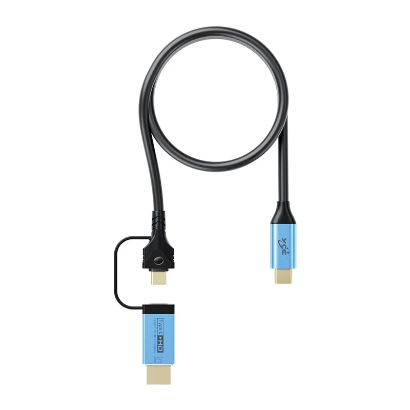 V292 4K 60Hz Type-C to Type-C + HD2.0 Adapter Cable 2 in 1 High Speed Data Transfer Video Converter