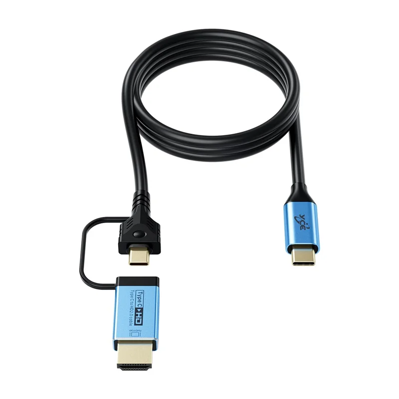 V292 4K 60Hz Type-C to Type-C + HD2.0 Adapter Cable 2 in 1 High Speed Data Transfer Video Converter