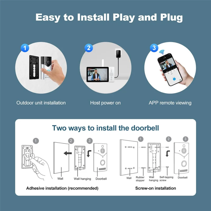 SRIHOME DH051_002_008 Smart Wireless Doorbell Set 4MP HD Indoor Video Intercom Low Power Consumption for Home - EU Plug