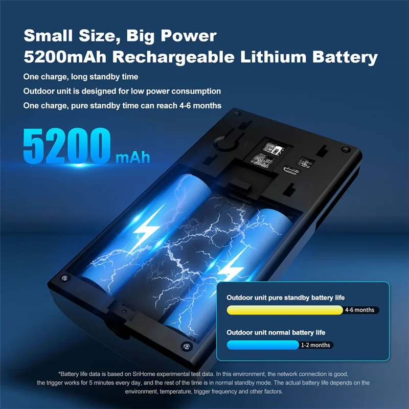 SRIHOME DH051_002_008 Smart Wireless Doorbell Set 4MP HD Indoor Video Intercom Low Power Consumption for Home - EU Plug