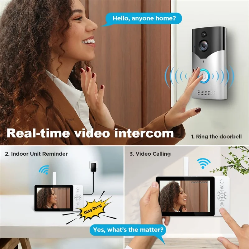 SRIHOME DH051_002_008 Smart Wireless Doorbell Set 4MP HD Indoor Video Intercom Low Power Consumption for Home - US Plug