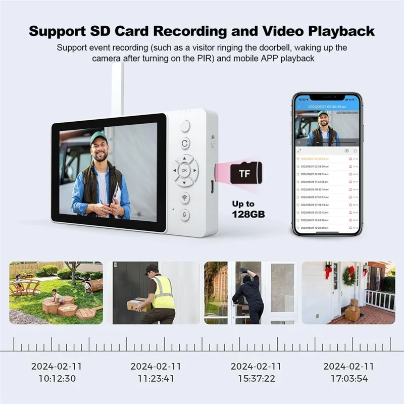 SRIHOME DH051_002_008 Smart Wireless Doorbell Set 4MP HD Indoor Video Intercom Low Power Consumption for Home - US Plug