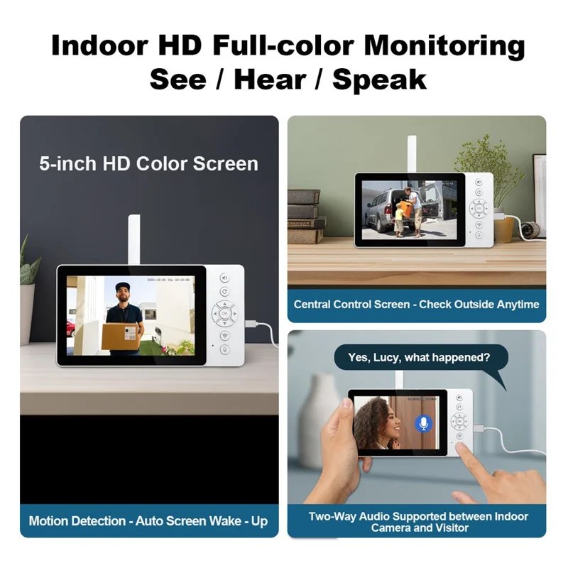SRIHOME DH051_002_008 Smart Wireless Doorbell Set 4MP HD Indoor Video Intercom Low Power Consumption for Home - US Plug