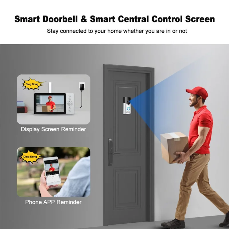 SRIHOME DH051_002_008 Smart Wireless Doorbell Set 4MP HD Indoor Video Intercom Low Power Consumption for Home - US Plug