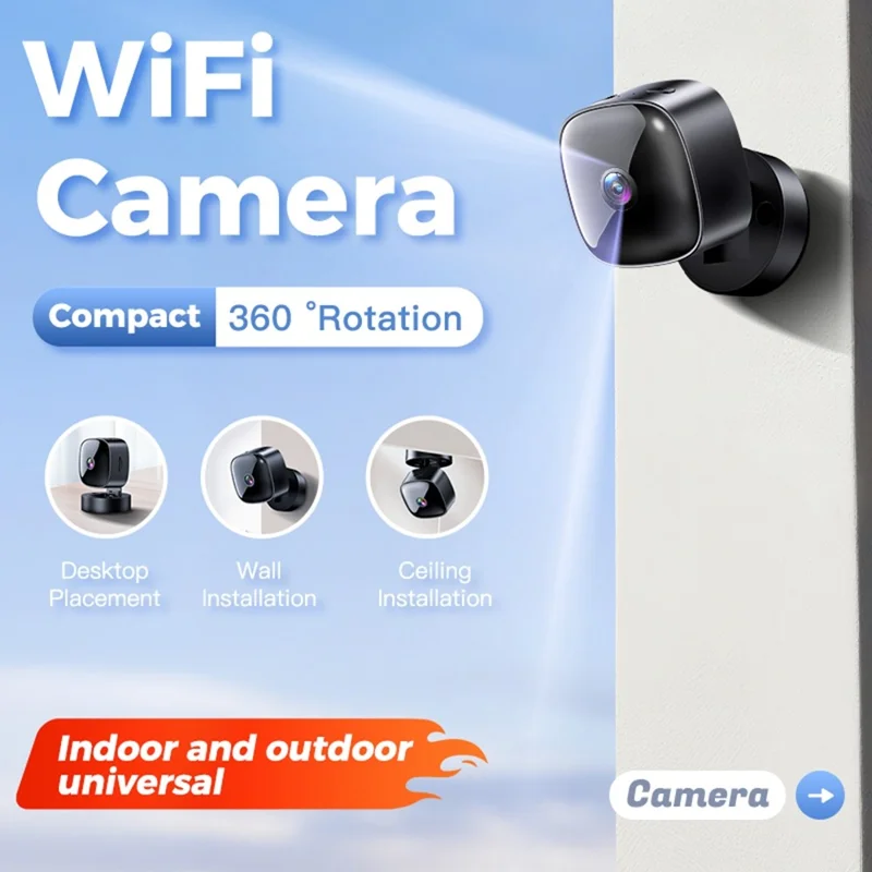Telecamera WiFi compatta S1 Rotazione a 360° HD 1080P Monitoraggio remoto Telecamera per la sicurezza interna con visione notturna