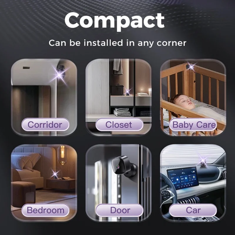 Telecamera WiFi compatta S1 Rotazione a 360° HD 1080P Monitoraggio remoto Telecamera per la sicurezza interna con visione notturna