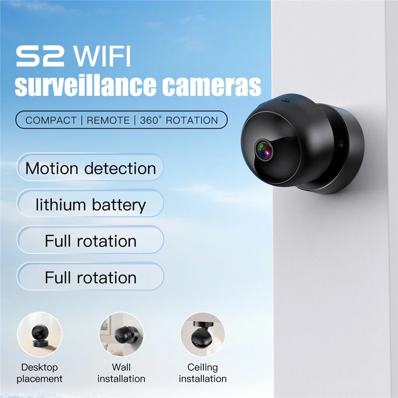 s2 Real Time Viewing Smart WiFi HD Mini Camera Remote Monitoring Night Vision Surveillance Cam