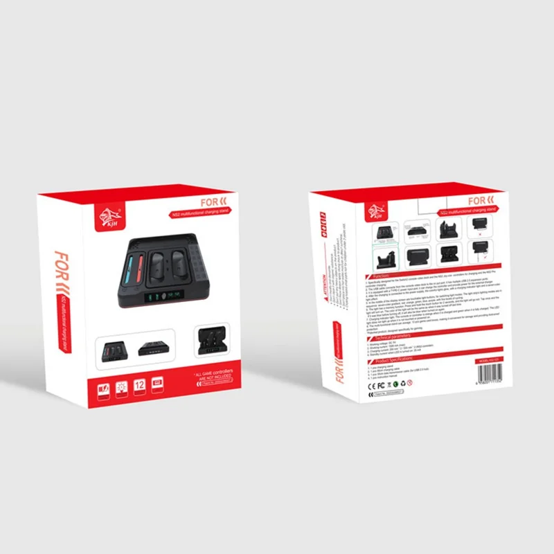 KJH NS2-525 For Nintendo Switch 2 / Switch 2 Pro Controller Charging Dock RGB Lighting USB Hub with Game Card Slots