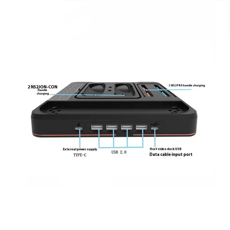 KJH NS2-525 For Nintendo Switch 2 / Switch 2 Pro Controller Charging Dock RGB Lighting USB Hub with Game Card Slots