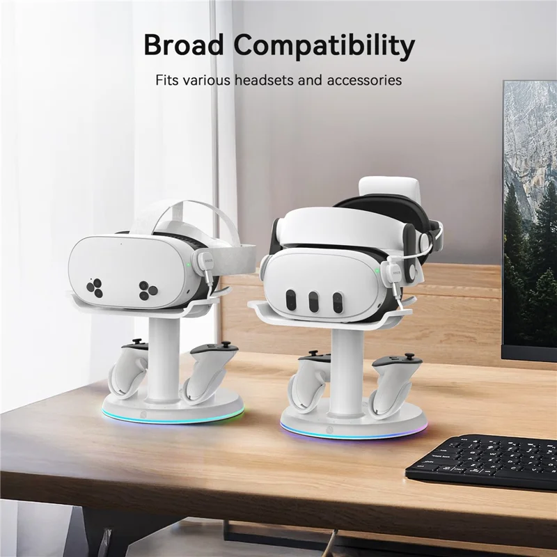AMVR CD2 For Meta Quest 3 / 3S Charging Stand Dock VR Headset 18W Fast Charger Holder with 2 Batteries