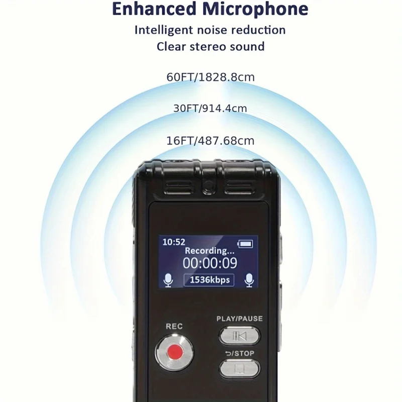 جهاز تسجيل صوتي N15 بسعة 8 جيجابايت بشاشة LED بحجم 0.8 بوصة، قلم تسجيل عالي الدقة مع تقليل الضوضاء، يدعم بطاقة TF للاجتماعات والمحاضرات