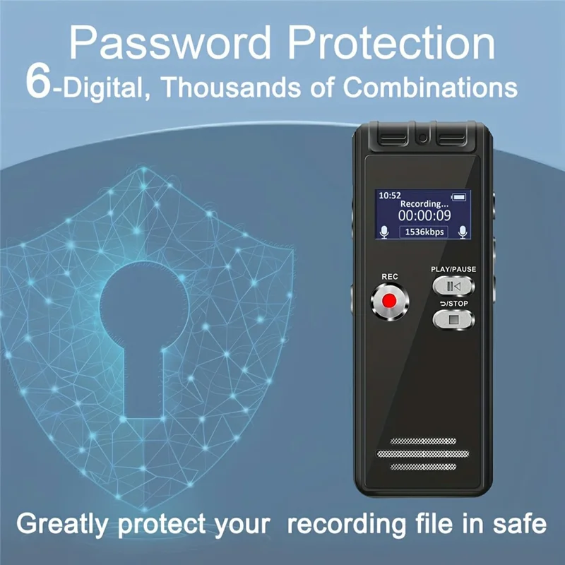 جهاز تسجيل صوتي N15 بسعة 8 جيجابايت بشاشة LED بحجم 0.8 بوصة، قلم تسجيل عالي الدقة مع تقليل الضوضاء، يدعم بطاقة TF للاجتماعات والمحاضرات