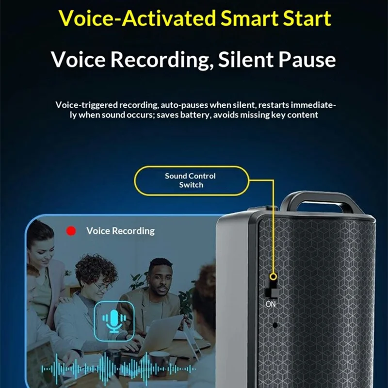 قلم التسجيل Q70 بسعة 32 جيجابايت جهاز تسجيل عالي الدقة مع تقليل الضوضاء، يدعم التحكم الصوتي الذكي ووضع التسجيل المستمر حتى 500 ساعة في وضع الاستعداد